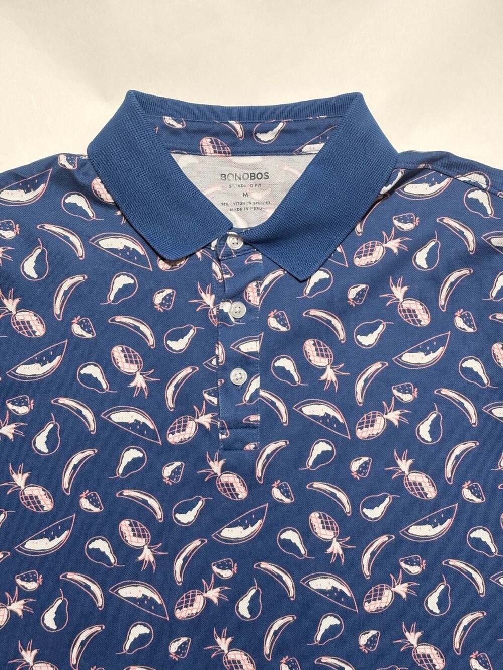 Bonobos Men's Standard Fit Tropical Fruit Print Polo Shirt size medium - Picture 3 of 6